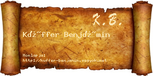 Küffer Benjámin névjegykártya